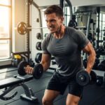 Mesomorph individual engaged in strength training, highlighting muscle building and athleticism