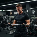 Mesomorph individual lifting weights in a gym, emphasizing muscle growth and strength training