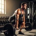 Mesomorph individual lifting weights in a gym, showcasing strength and fitness