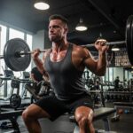 Mesomorph individual training in a gym, emphasizing strength and motivation