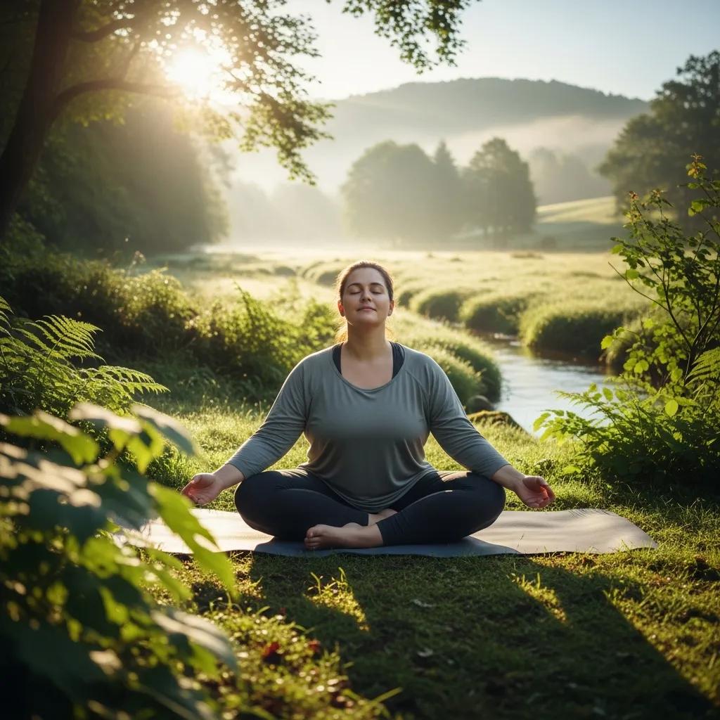 Person macht Yoga im Freien zur Stressreduktion und Unterstützung beim Abnehmen