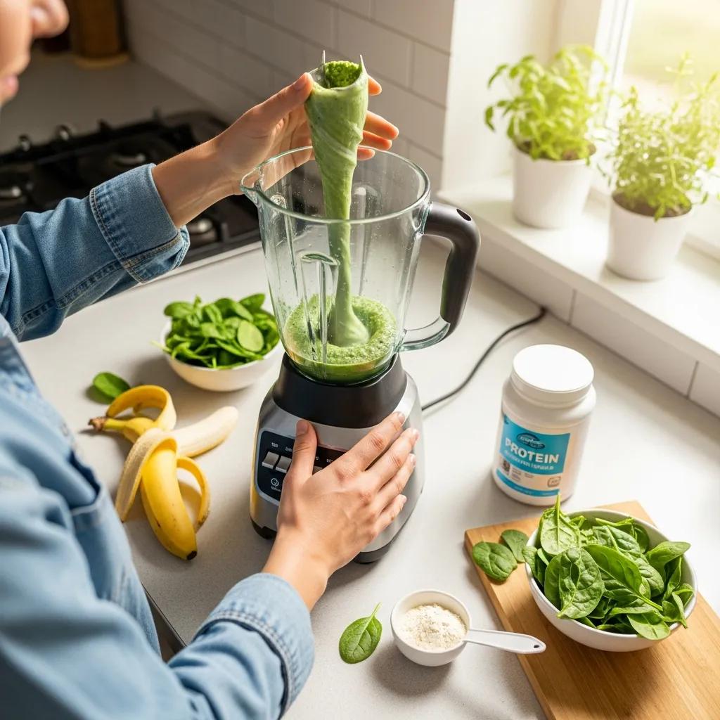 Zubereitung eines hausgemachten Shakes mit frischen Zutaten