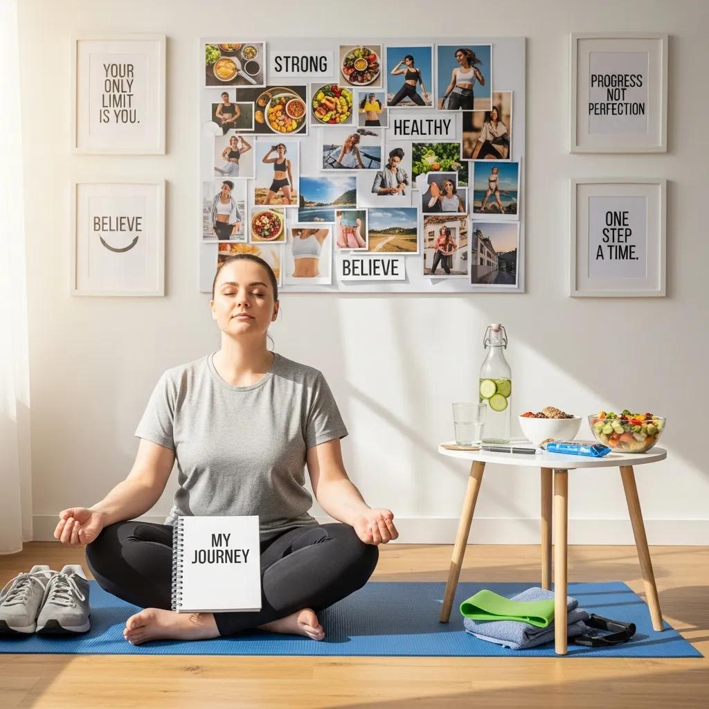 Person visualisiert Abnehmziele mit einer Pinnwand – Fokus auf Motivation und Zielsetzung