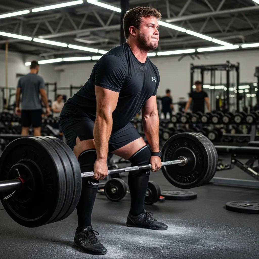 Person mit endomorphem Körper hebt Gewichte im Fitnessstudio – Krafttraining unterstützt Fettabbau