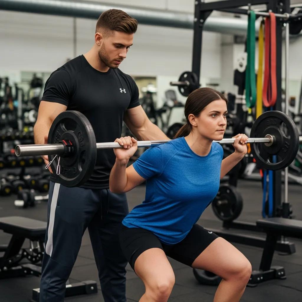 Trainer unterstützt eine endomorphe Person beim Krafttraining – effektive Trainingsmethoden