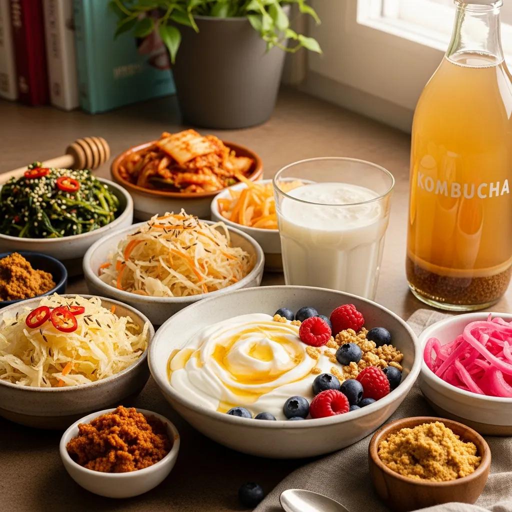 Lebensmittel mit Probiotika zur Unterstützung der Darmgesundheit und Gewichtsabnahme