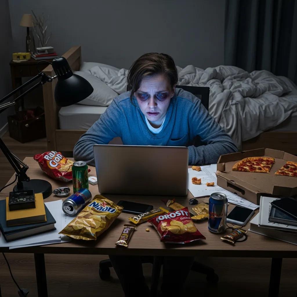 Müde Person am Schreibtisch: Folgen von Schlafmangel für den Stoffwechsel