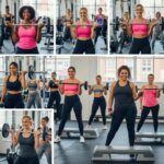 Women exercising together in a gym, showcasing strength training and cardio activities, emphasizing empowerment and fitness for diverse body types.