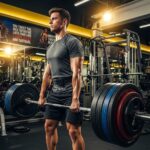 Young man lifting weights in a gym, representing muscle building for ectomorphs
