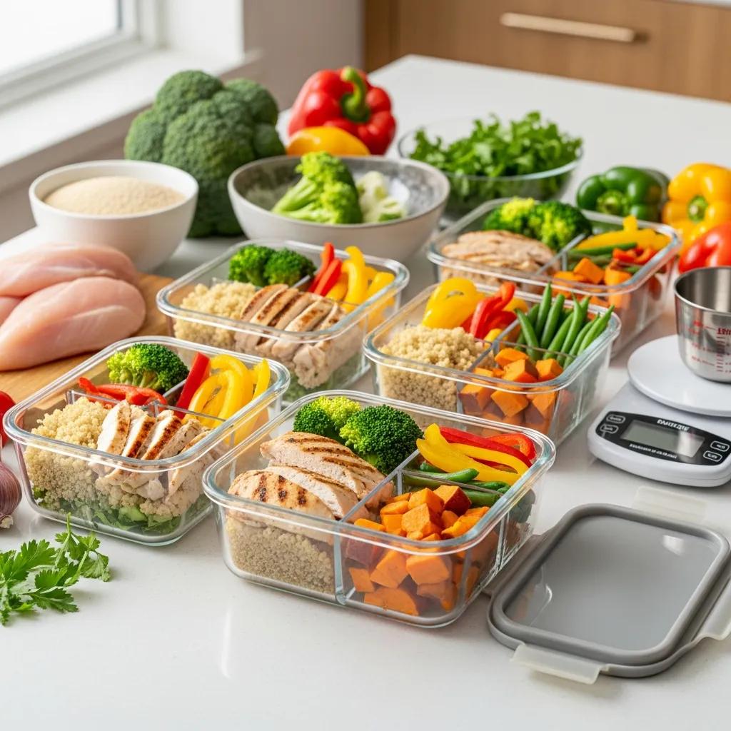 Gesunde Mahlzeiten mit proteinreichen Lebensmitteln für Muskelaufbau