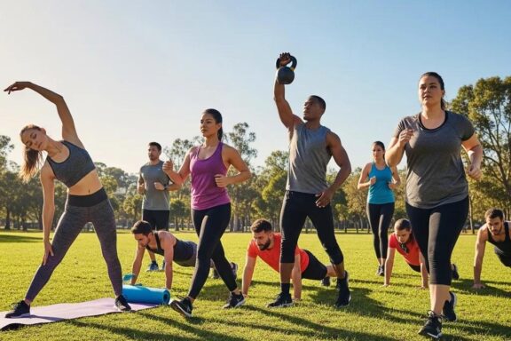 Diverse individuals showcasing different body types engaged in fitness activities, emphasizing the relationship between hormones and body shape