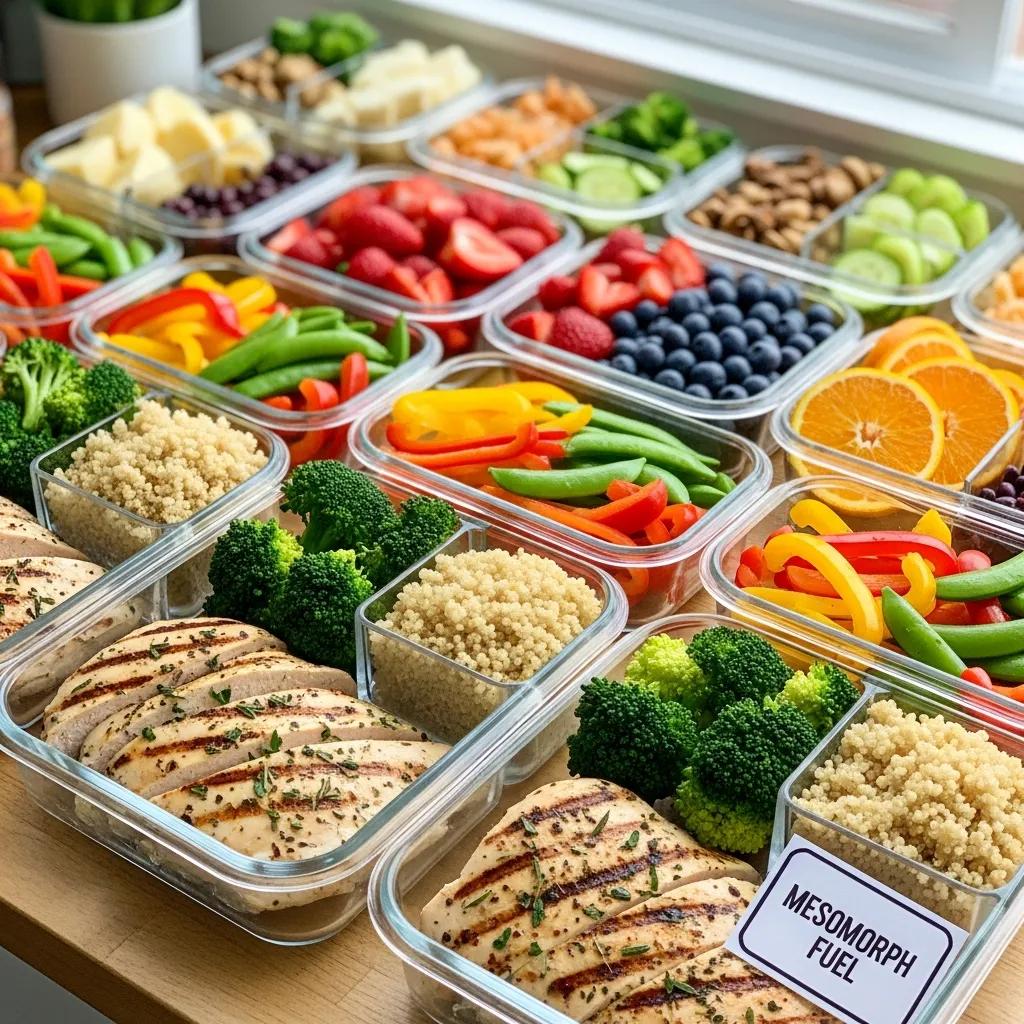 Healthy meal prep with grilled chicken, quinoa, and fresh vegetables, emphasizing balanced nutrition