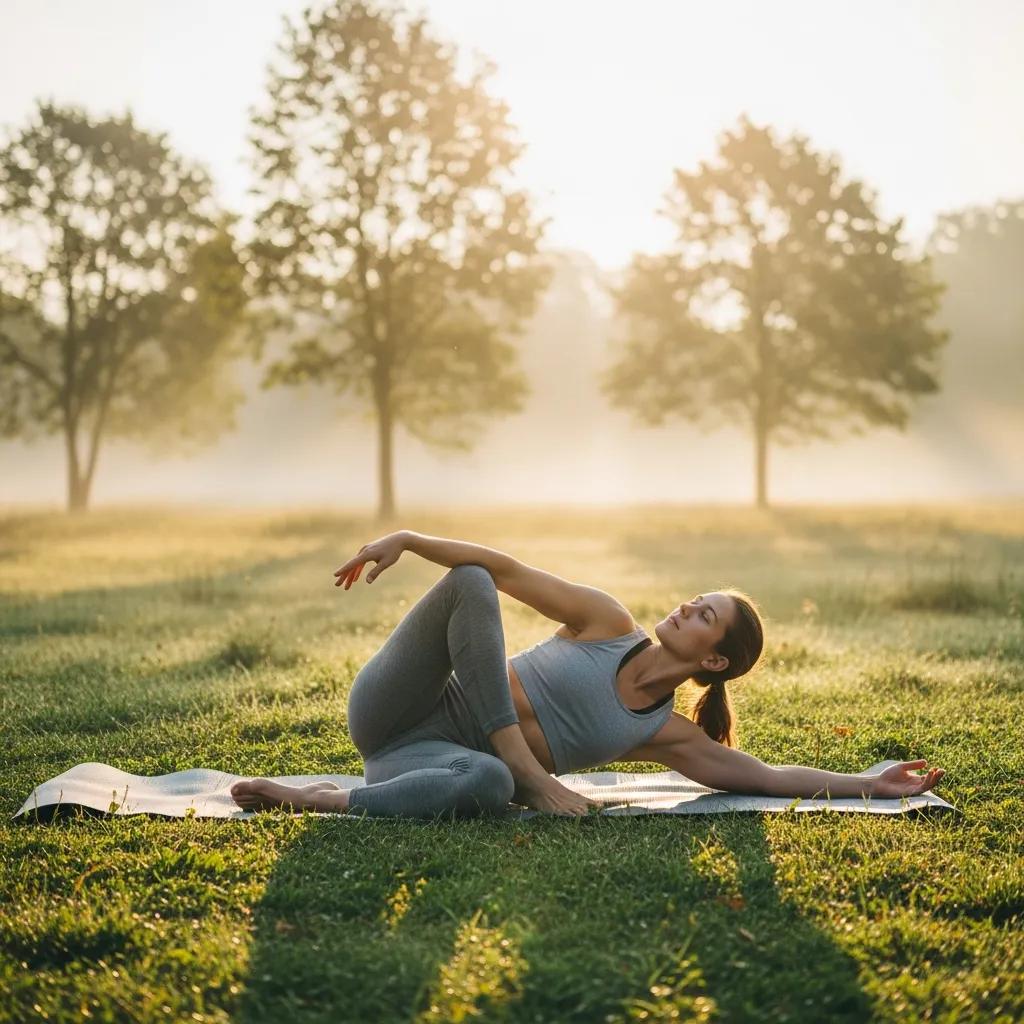 Person practicing yoga outdoors, highlighting recovery techniques for muscle growth and well-being