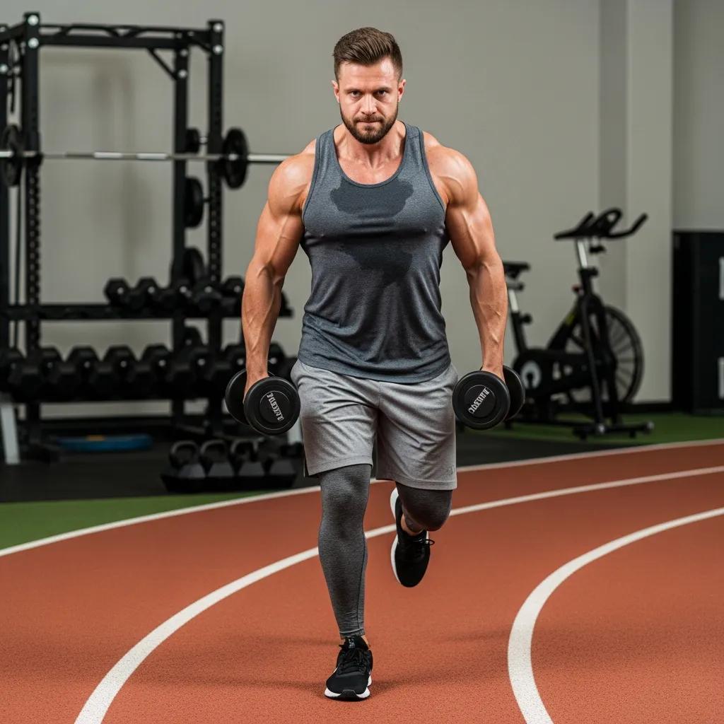 Endomorph athlete engaged in running and weightlifting, illustrating effective training for fat loss and muscle gain