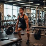 Fit individual with endomorph body type lifting weights in a gym, representing muscle building and fitness success