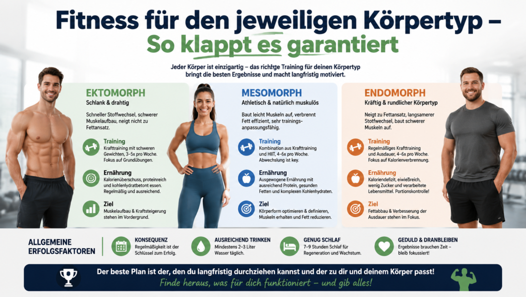 So klappt Fitness für den jeweiligen Körpertyp garantiert – mit maßgeschneiderten Übungen und Ernährungstipps für deinen Erfolg